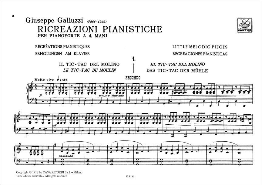 Ricreazioni Pianistiche. I Serie - pro čtyřruční klavír